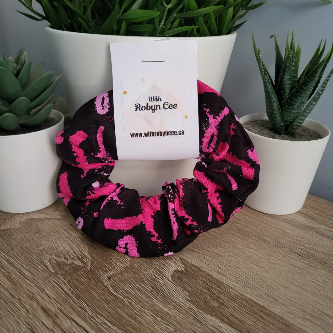 Black & Pink Breast Cancer Ribbon Scrunchie (Large)