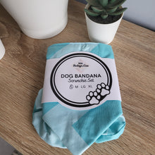 Load image into Gallery viewer, Blue Printed Tie Up Dog Bandana Set (Small)