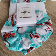 Load image into Gallery viewer, Blue Snowmen Tie Up Dog Bandana Set (Small)