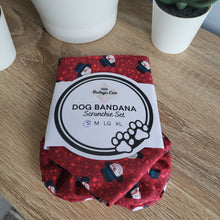 Load image into Gallery viewer, Red Snowmen Tie Up Dog Bandana Set (Small)