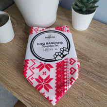 Load image into Gallery viewer, Christmas Tie Up Dog Bandana Set (Medium)