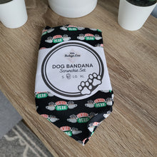 Load image into Gallery viewer, Friends Black Central Perk Tie Up Dog Bandana Set (Medium)