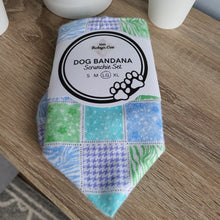 Load image into Gallery viewer, Quilt Printed Tie Up Dog Bandana Set (Large)