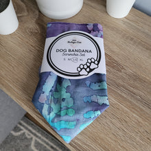 Load image into Gallery viewer, Purple Tie Dye Tie Up Dog Bandana Set (Large)