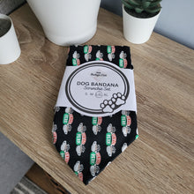 Load image into Gallery viewer, Friends Black Central Perk Tie Up Dog Bandana Set (Large)