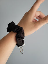 Load image into Gallery viewer, Black Satin Key Chain Scrunchie