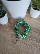 Load image into Gallery viewer, Green Spotted Key Chain Scrunchie