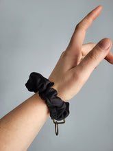 Load image into Gallery viewer, Black Satin Key Chain Scrunchie
