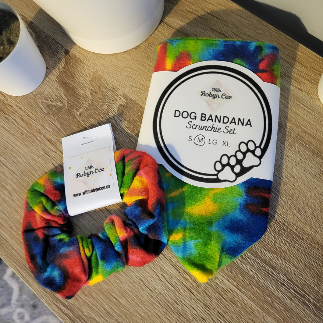 Tie Dye Dog Bandana Set (Medium)