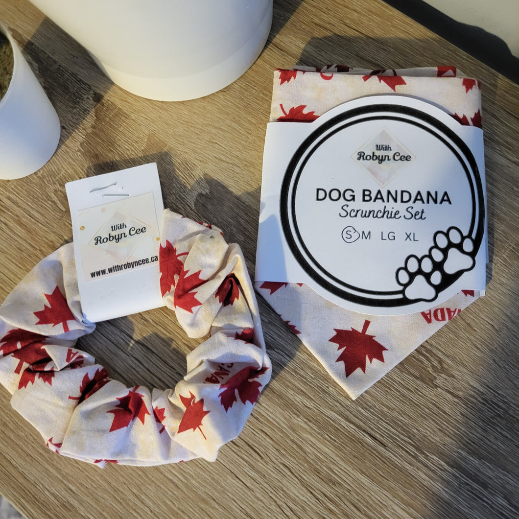 Maple Leaf Tie Up Dog Bandana Set (Small)