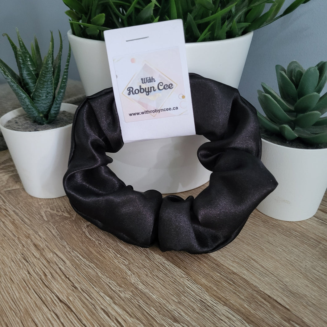 Shiney Black Satin Scrunchie (XL)