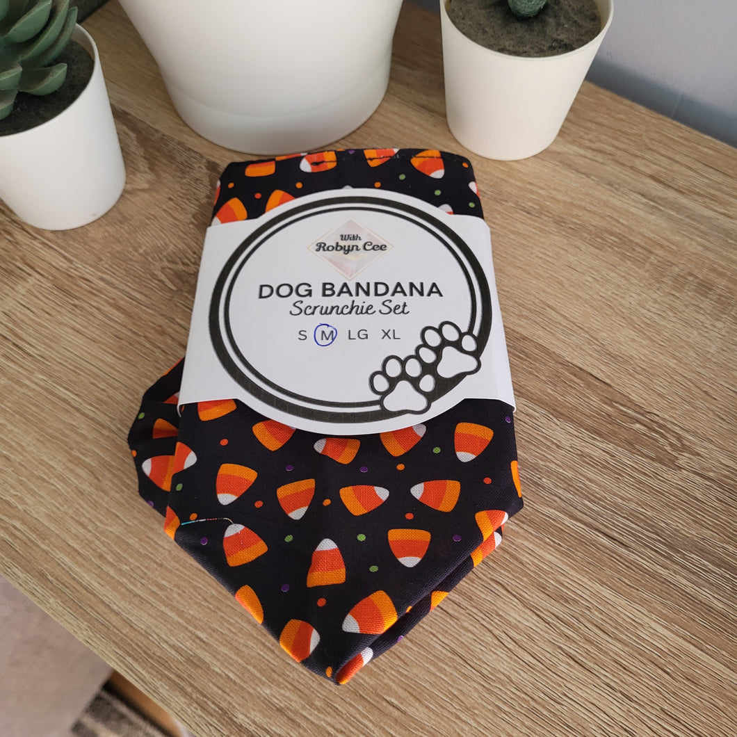 Candy Corn Dog Bandana Set (Medium)