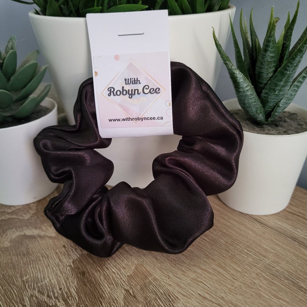 Shiney Black Satin Scrunchie (Large)