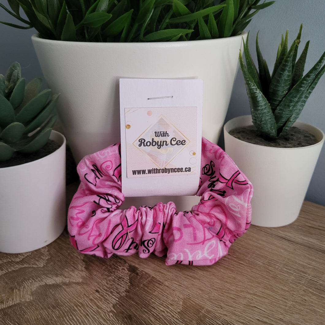 Pink Breast Cancer Ribbon Scrunchie  (Small)