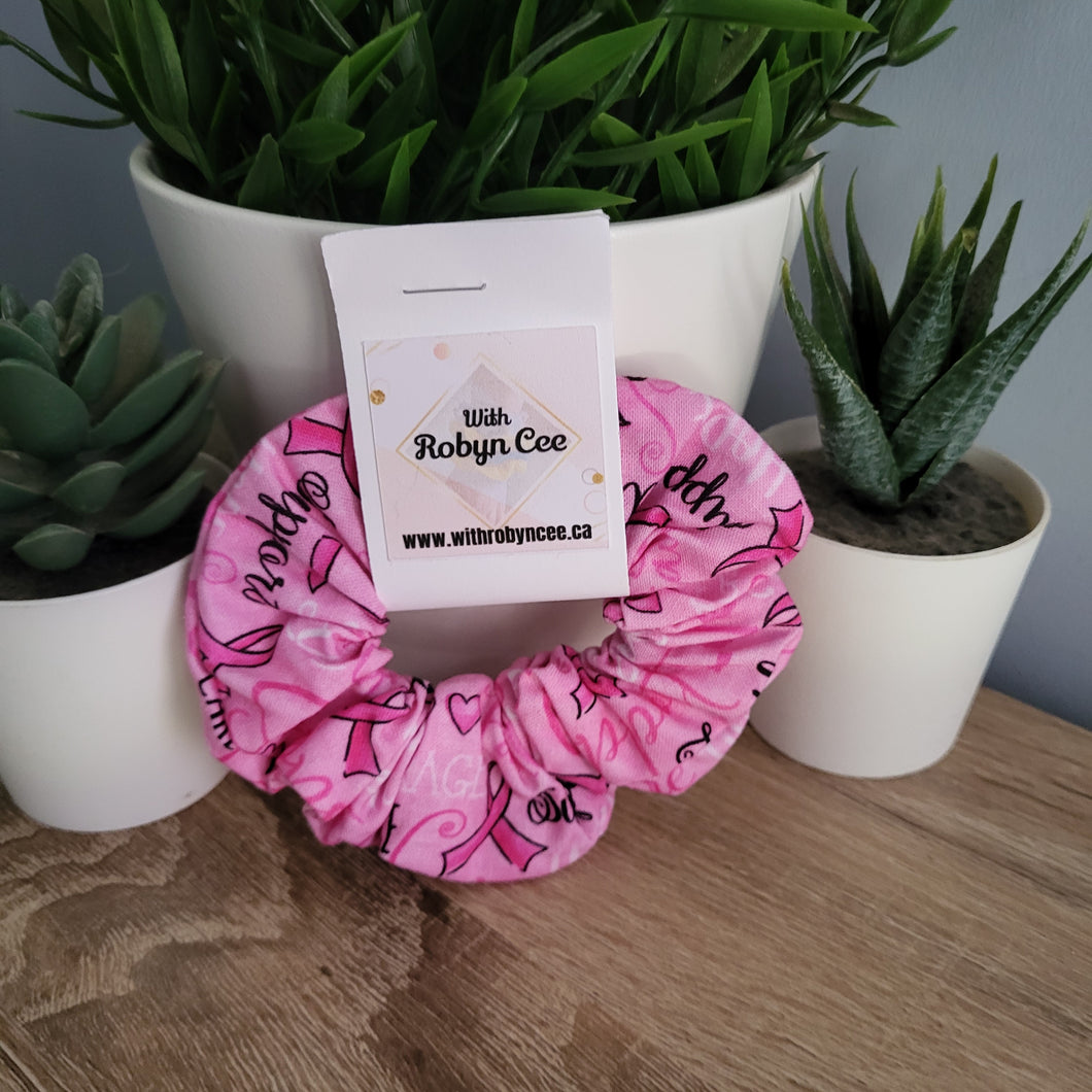 Pink Breast Cancer Ribbon Scrunchie (Large)