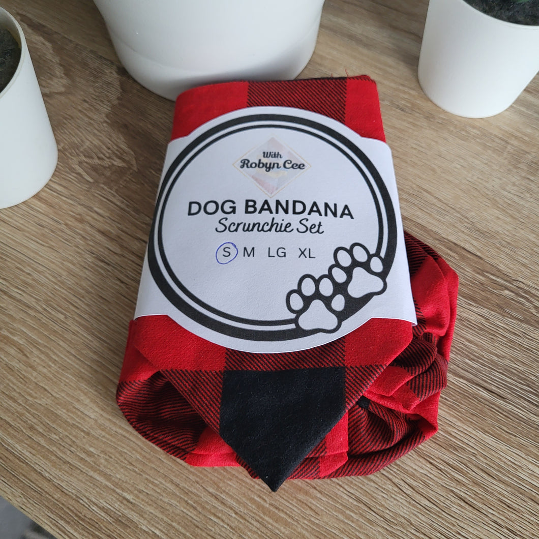 Buffalo Plaid Tie Up Dog Bandana Set (Small)