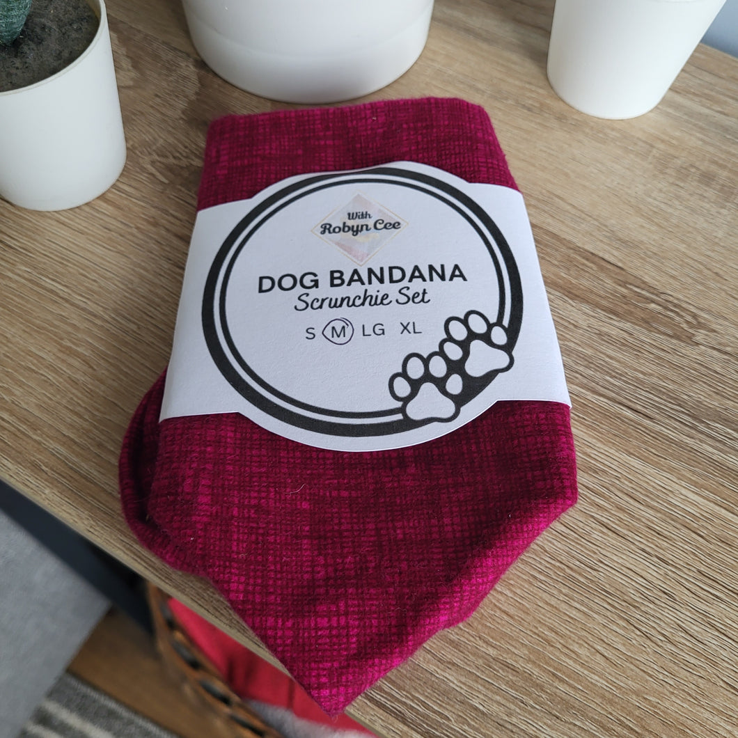 Fuchsia Tie Up Dog Bandana Set (Medium)
