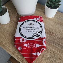 Load image into Gallery viewer, Red Ornaments Tie Up Dog Bandana Set (Medium)
