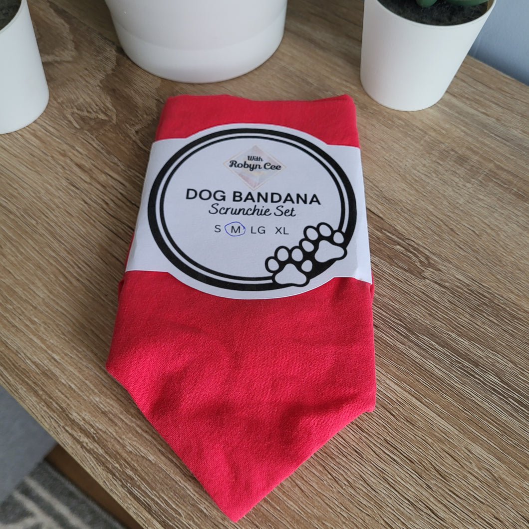 Red Tie Up Dog Bandana Set (Medium)