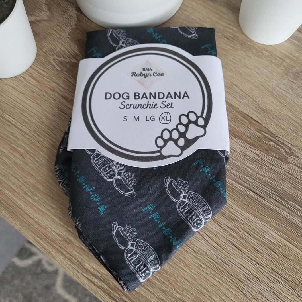 Friends Grey Central Perk Tie Up Dog Bandana Set (XL)
