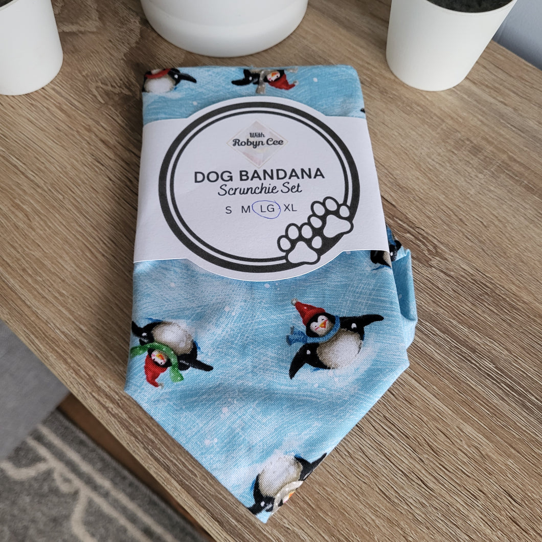 Penguins Tie Up Dog Bandana Set (Large)