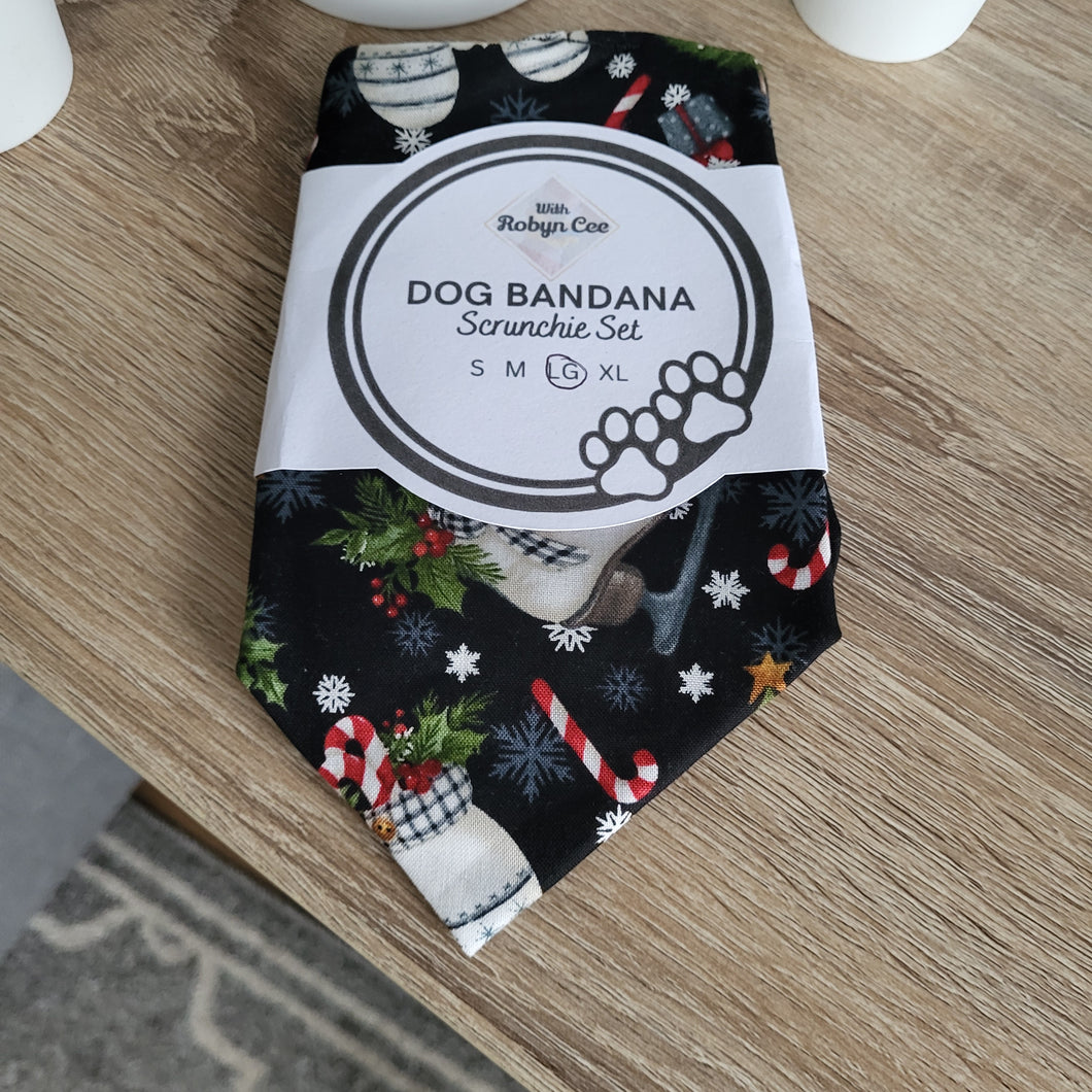 Christmas Tie Up Dog Bandana Set (Large)