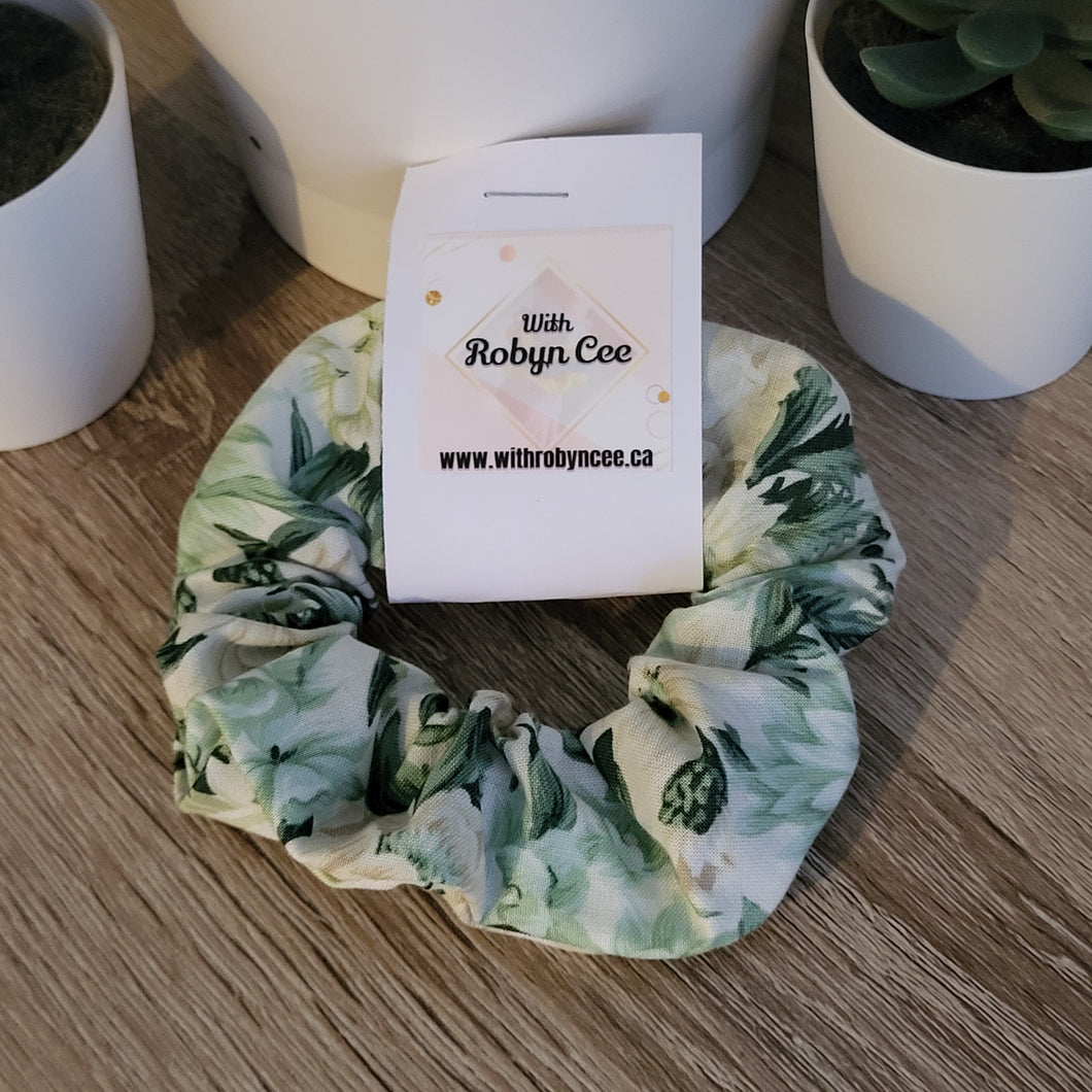 Green  Floral Scrunchie (Large)