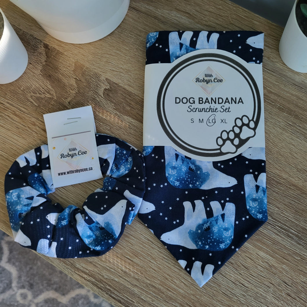 Polar Bear Night Dog Bandana Set (Large)