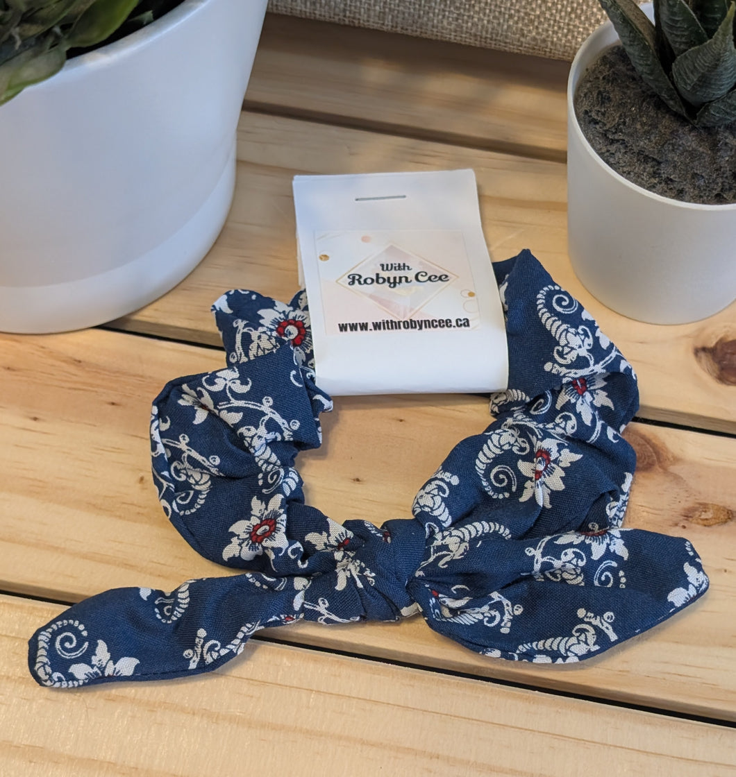 Navy Tie Scrunchie (Large)