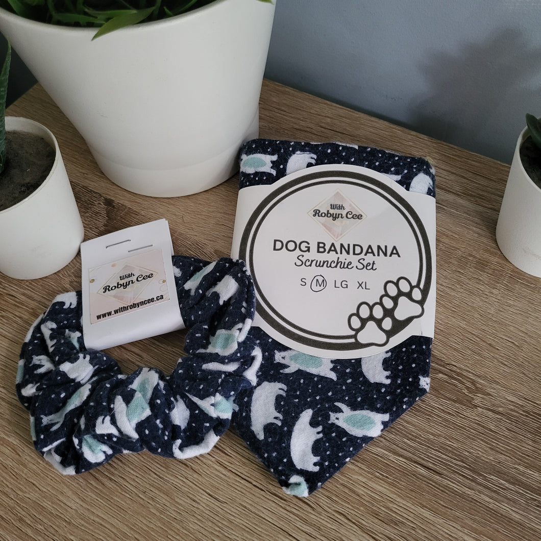 Polar Bear Dog Bandana Set (Medium)