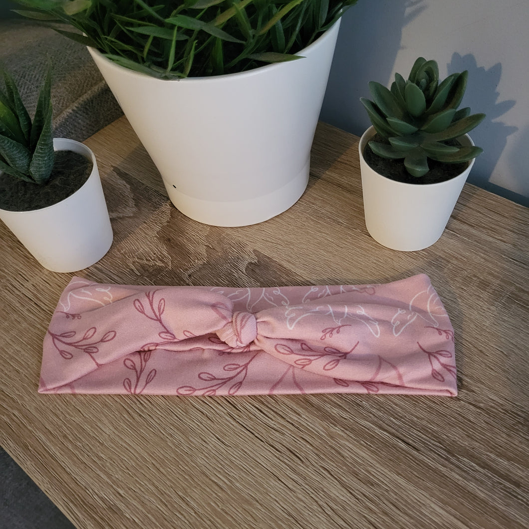 Adult Pink Knotted Floral Headband