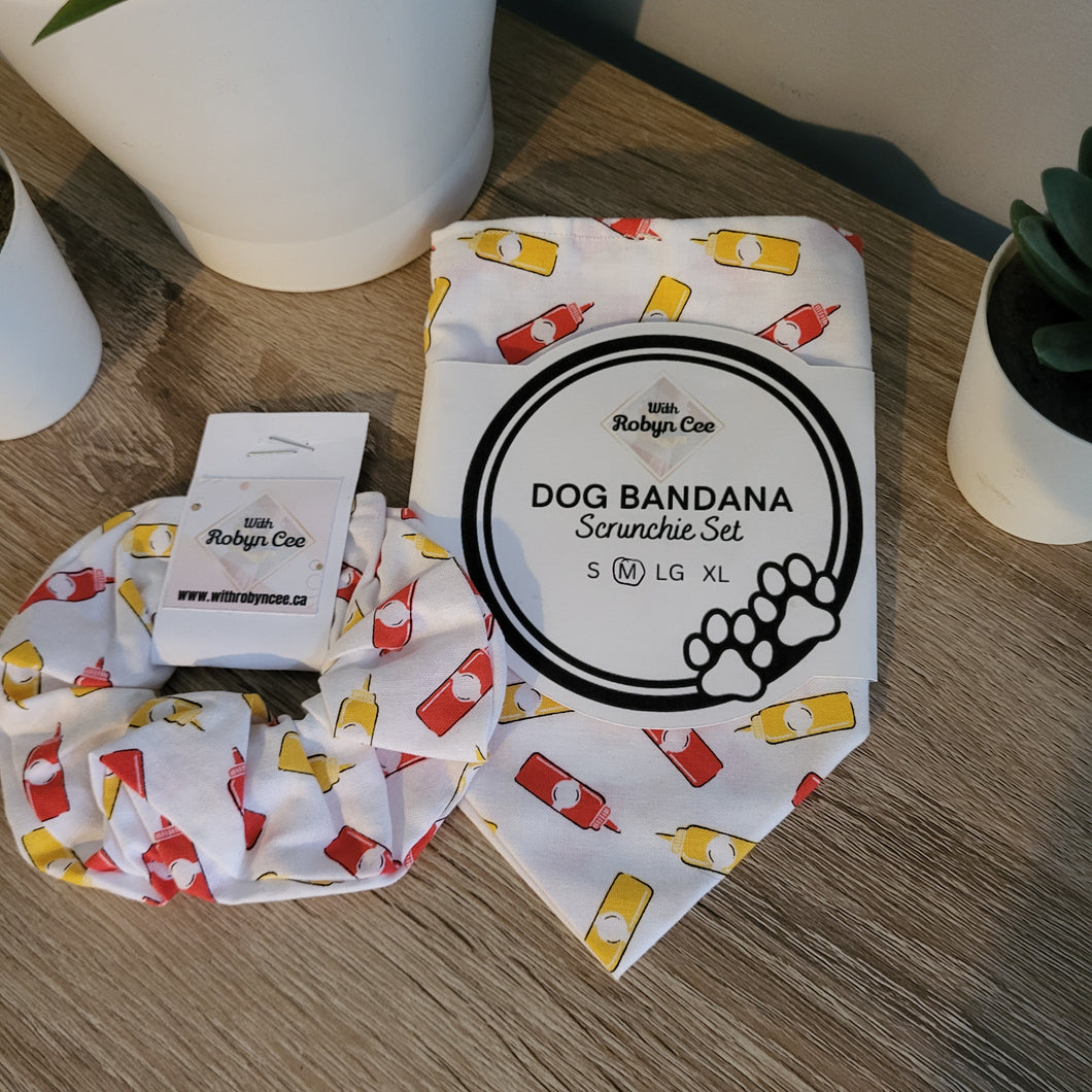 Condiments Dog Bandana Set (Medium)