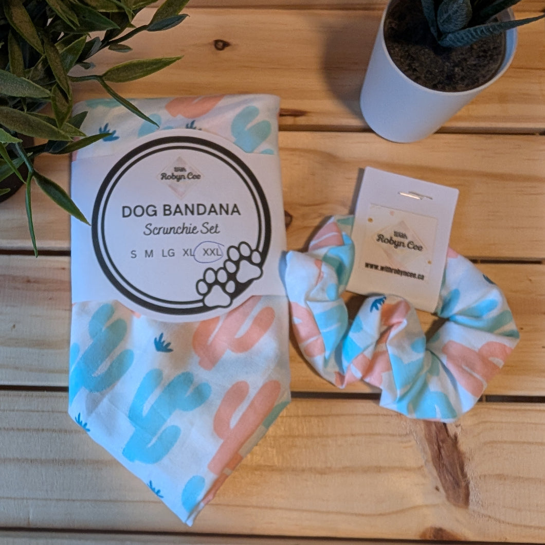 Cactus Tie Up Dog Bandana Set (XXL)