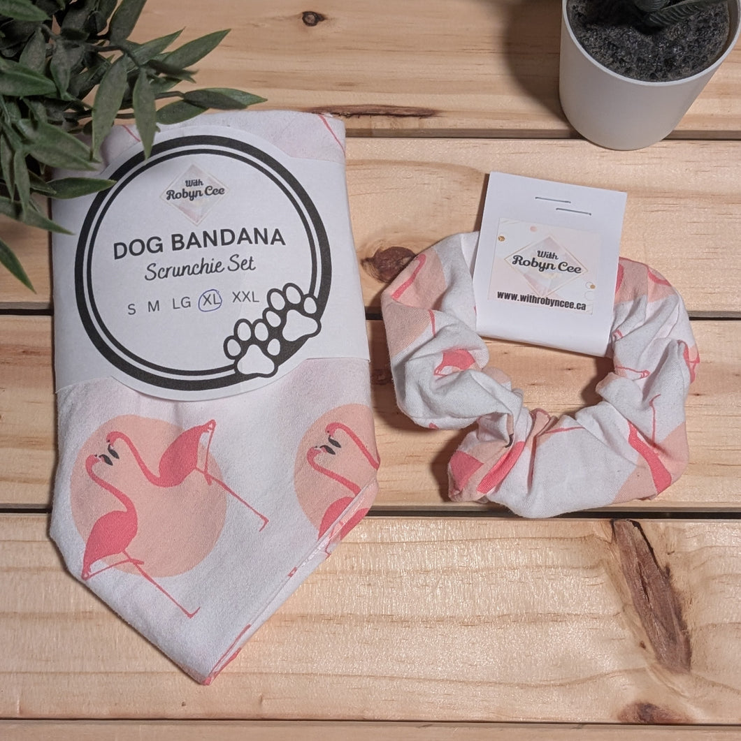 Flamingo Dog Bandana Set (XL)
