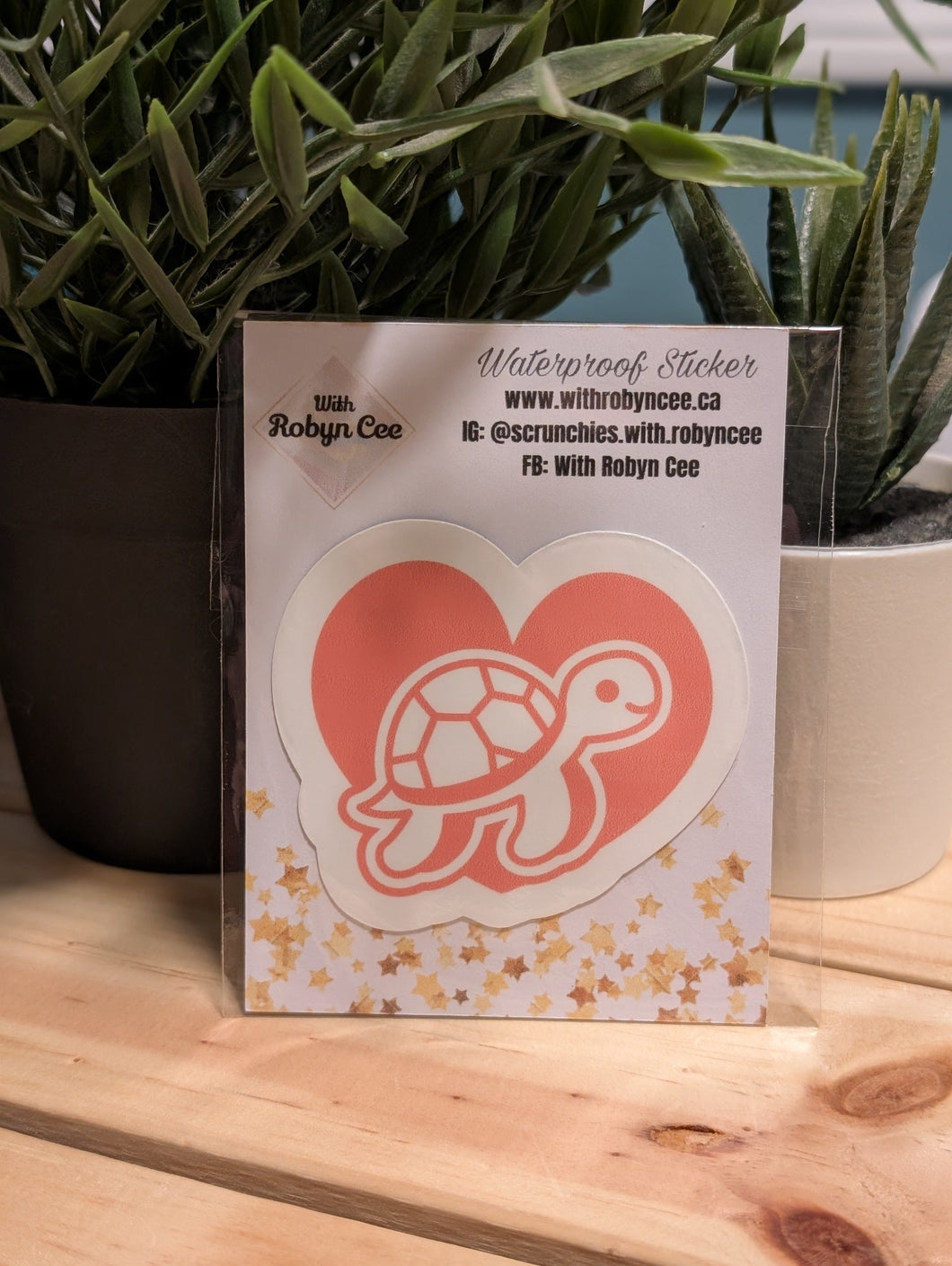 Peach Heart Turtle Sticker