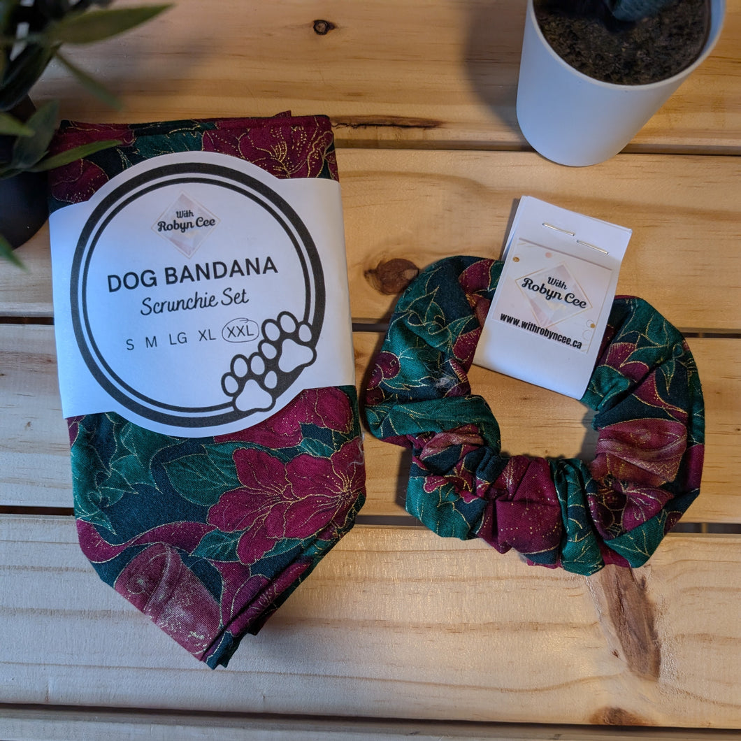 Holly Tie Up Dog Bandana Set (XXL)