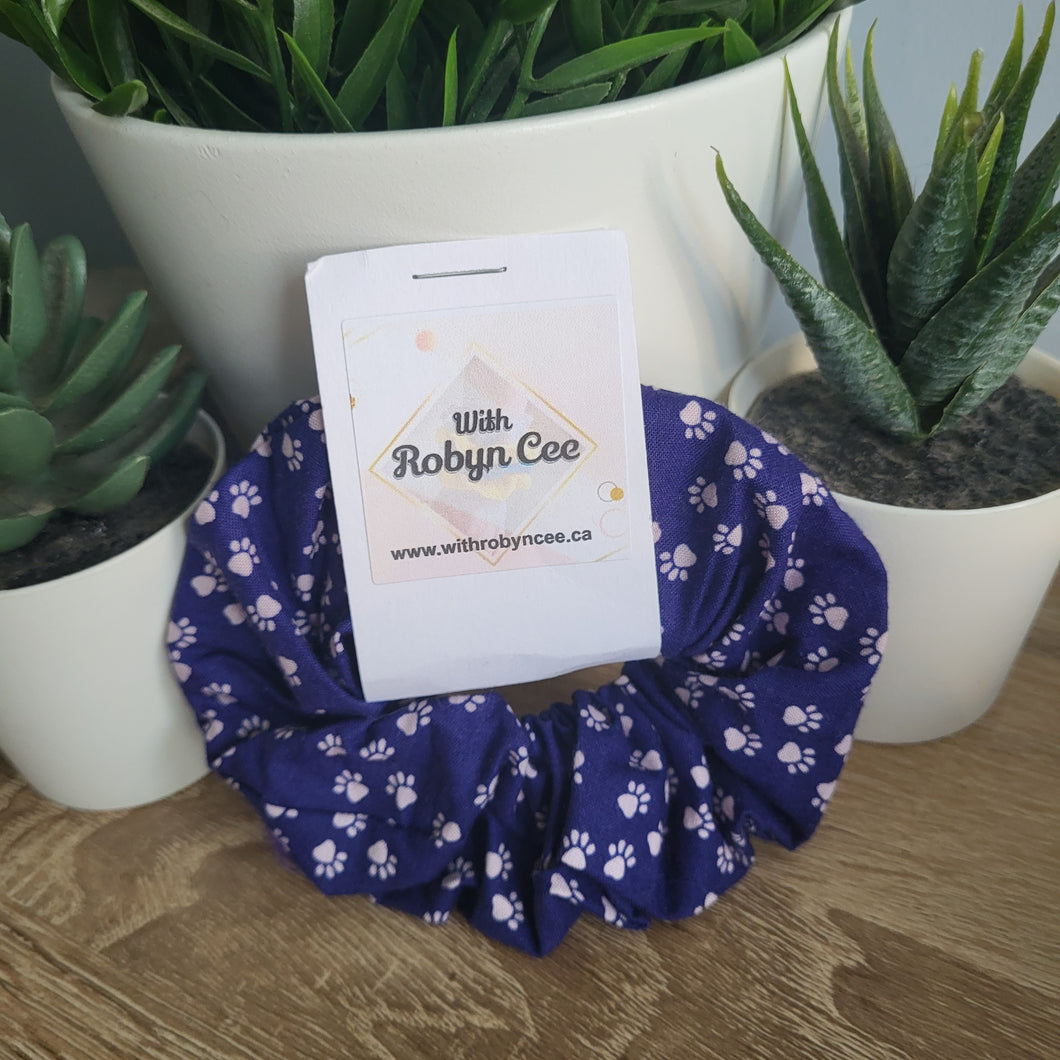 Blue Paw Prints Scrunchie (Large)
