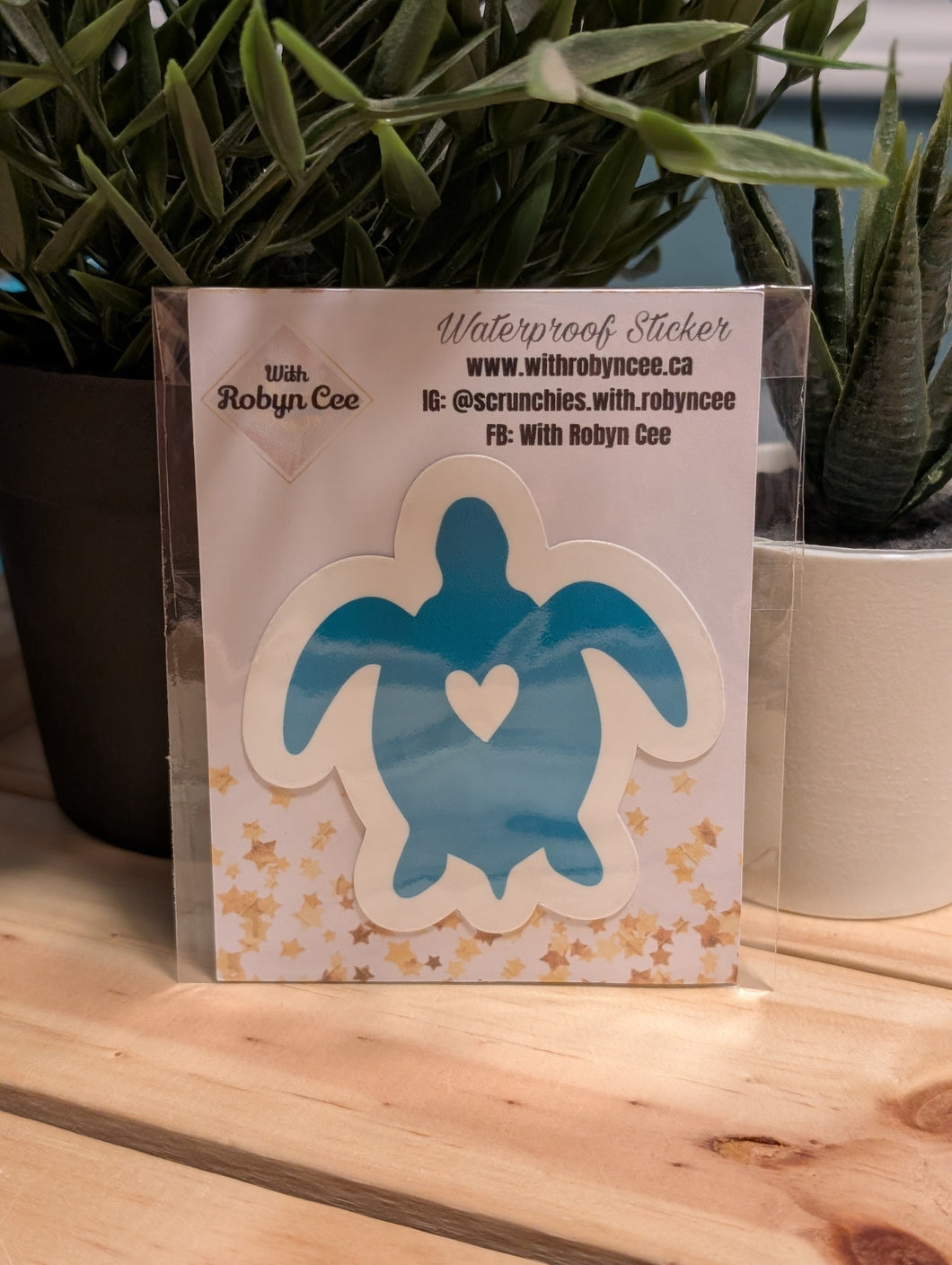 Teal Heart Turtle Sticker