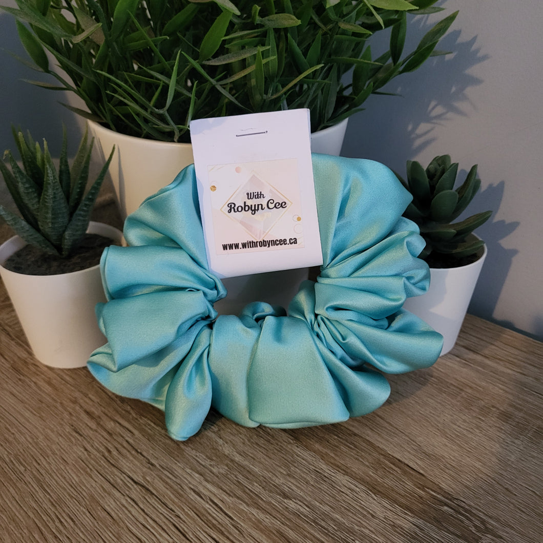 Turqouise Satin LUXE Scrunchie