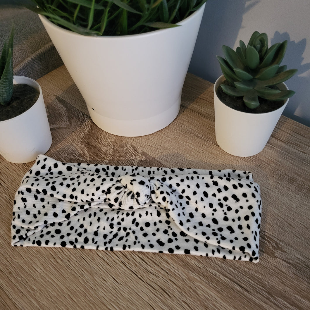 Adult White Knotted Dotted Headband