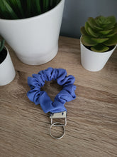 Load image into Gallery viewer, Grey Blue Key Chain Scrunchie
