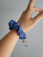 Load image into Gallery viewer, Grey Blue Key Chain Scrunchie
