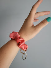 Load image into Gallery viewer, Coral Satin Key Chain Scrunchie
