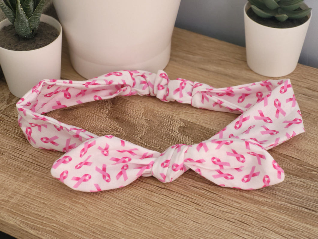 Breast Cancer Ribbons Tie Up Headband Adult