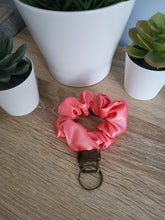 Load image into Gallery viewer, Coral Satin Key Chain Scrunchie
