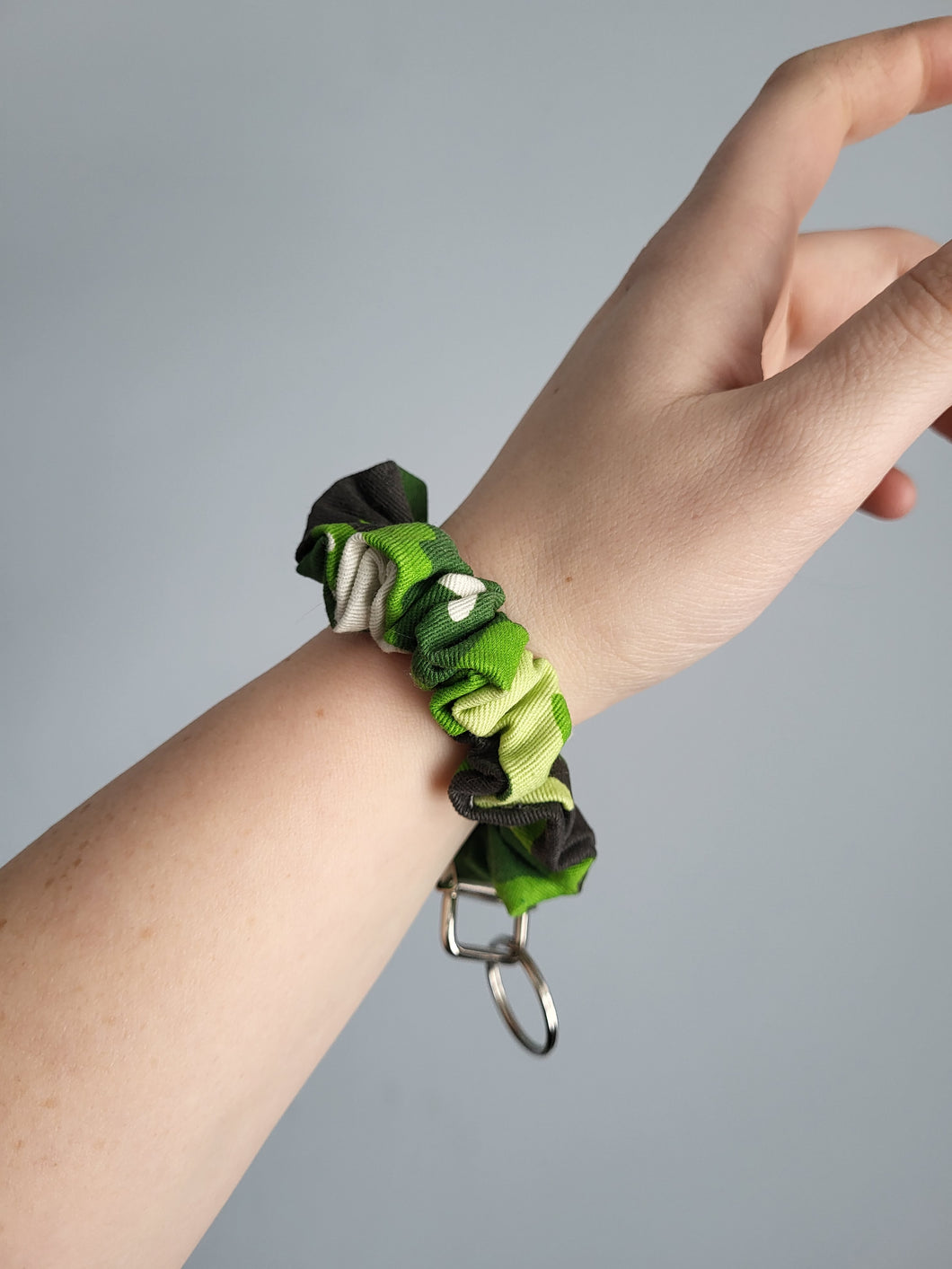 Green Camo Key Chain Scrunchie