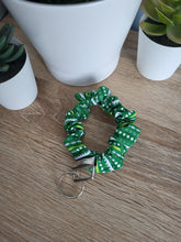 Load image into Gallery viewer, Green Spotted Key Chain Scrunchie
