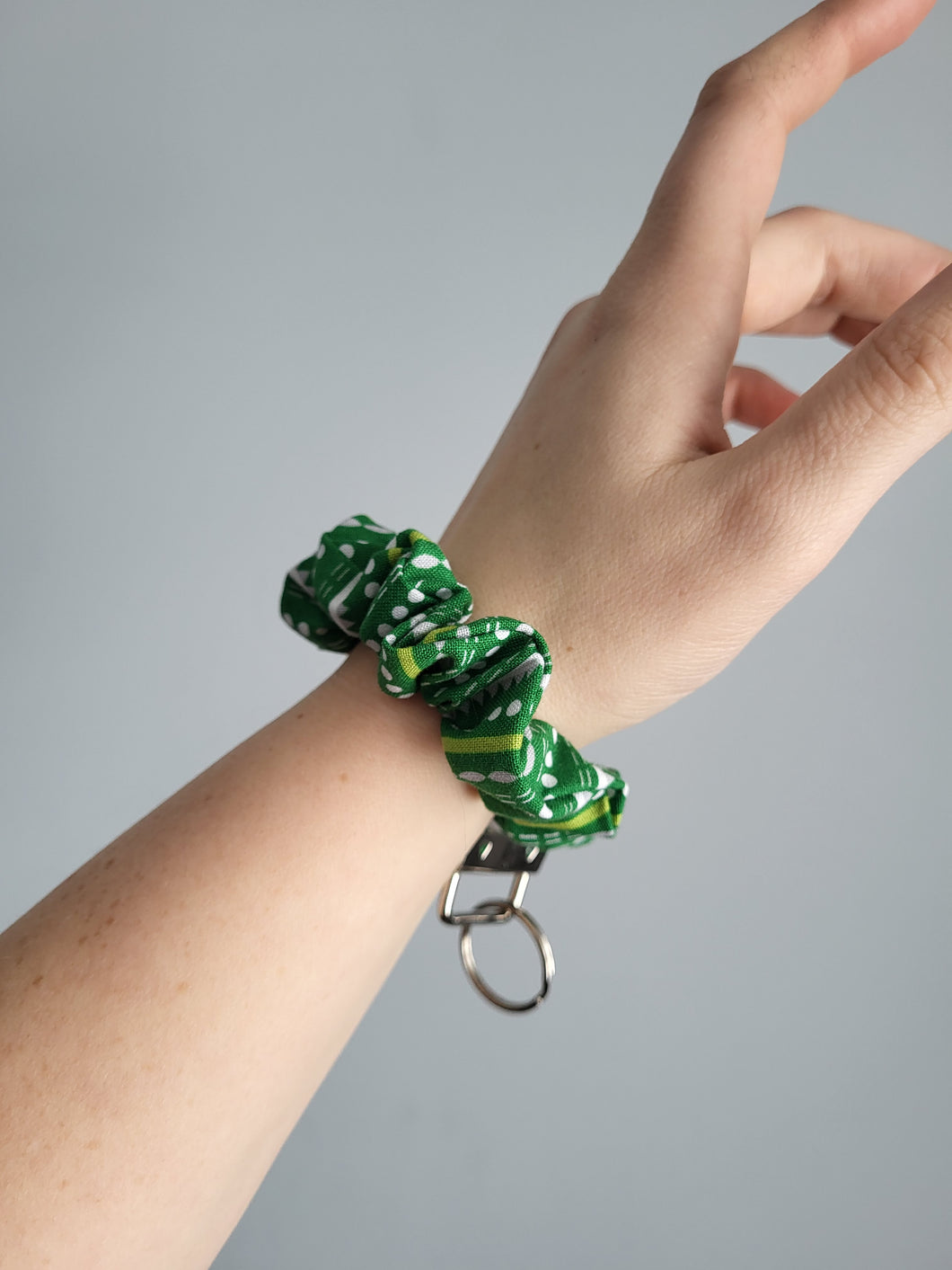 Green Spotted Key Chain Scrunchie