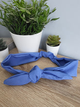 Load image into Gallery viewer, Adult Grey Blue Tie Up Headband

