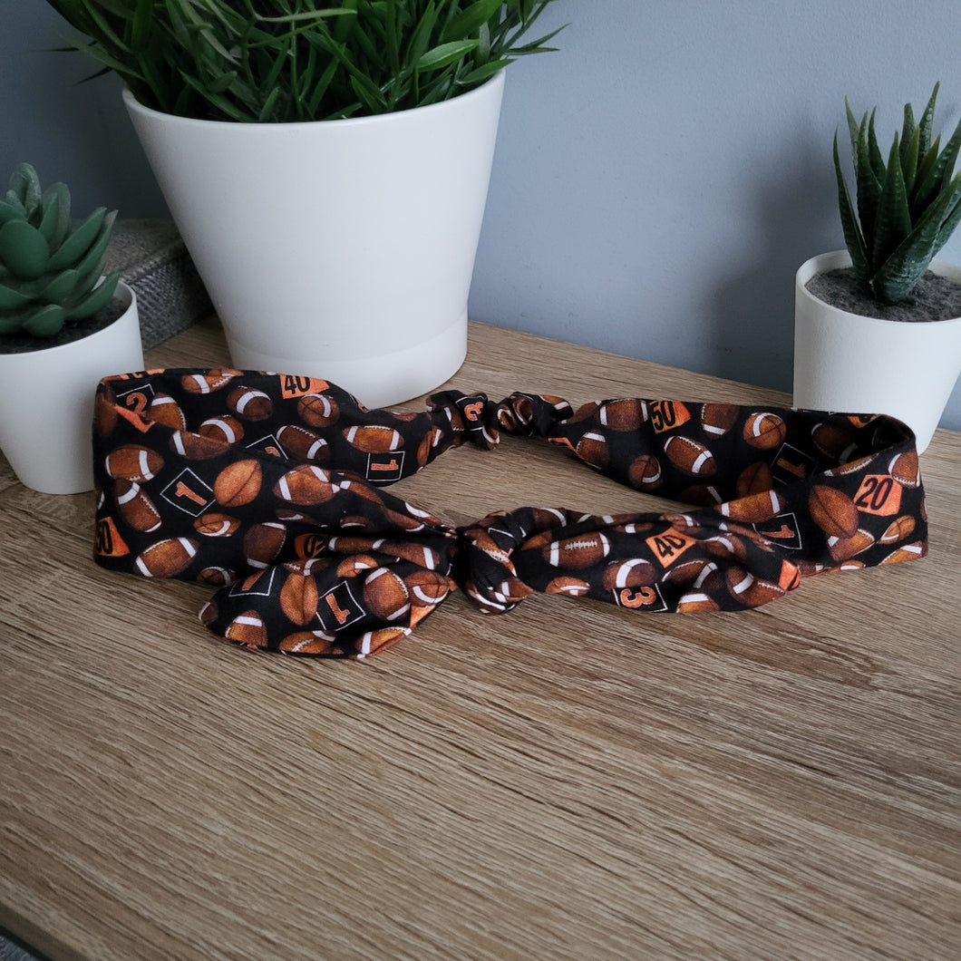 Adult Tie Up Football Black Headband